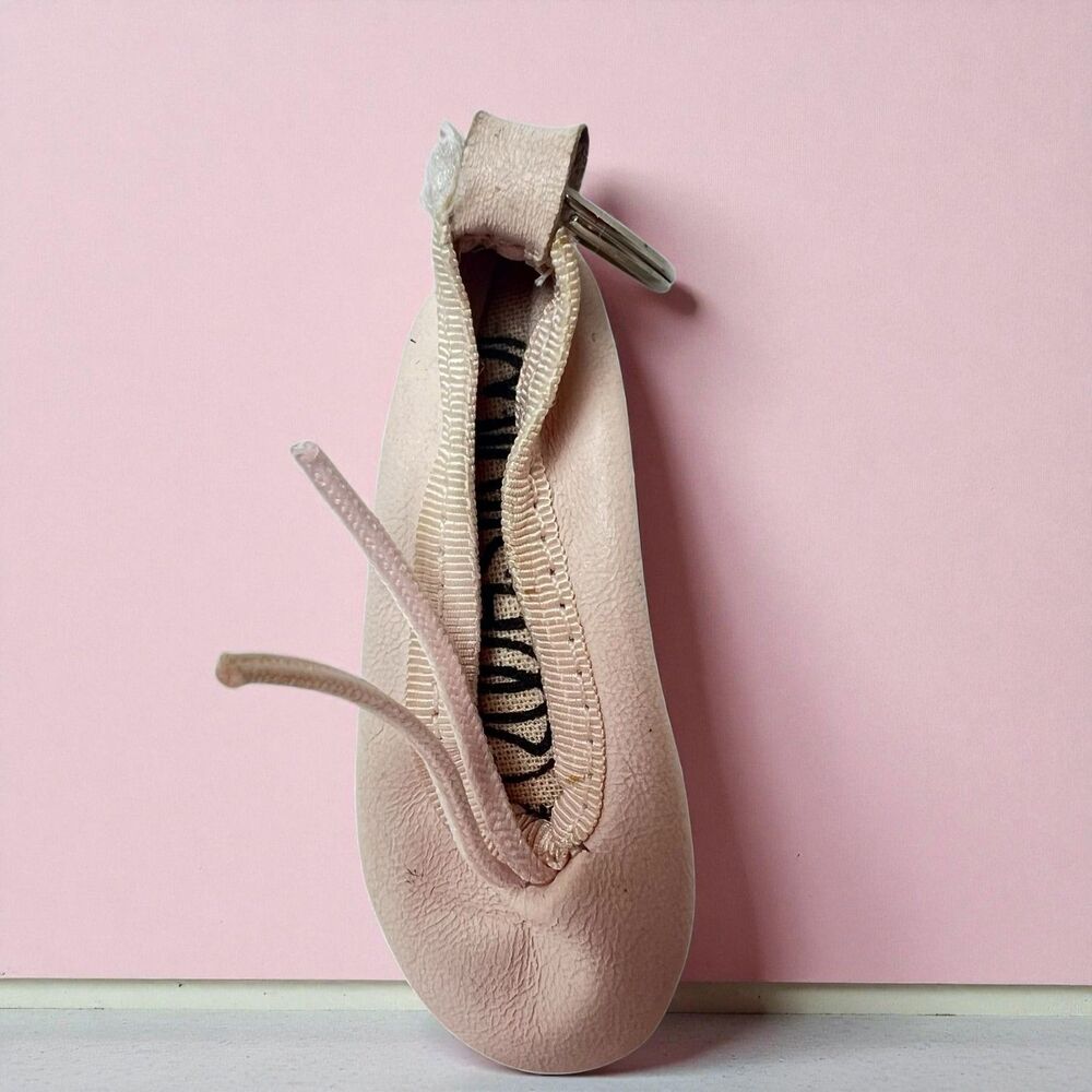 Mini Shooz Pink Ballet Slipper Keychain | Leather Dance Shoe Key Ring